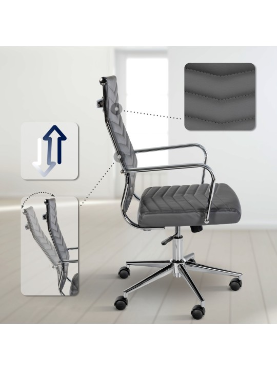 Canby műbőr irodai szék, szürke