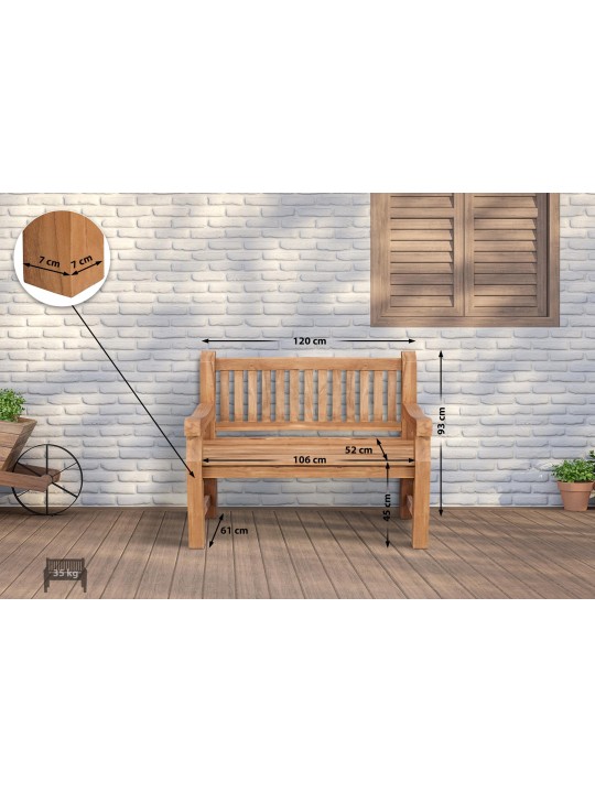 Teak pad Jackson V2 120 cm, teak