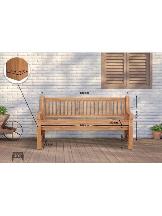 Teak pad Jackson V2 180 cm, teak