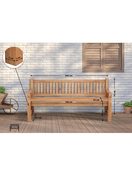 Teak pad Jackson V2 200 cm, teak