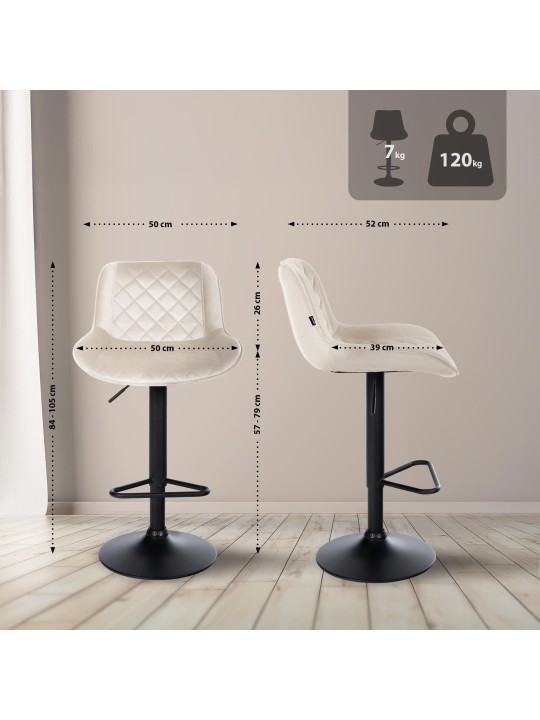 Bárszék Kasson bársony, krém