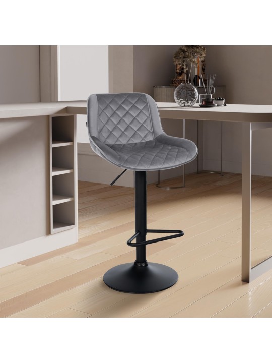 Bárszék Kasson bársony, sötétszürke