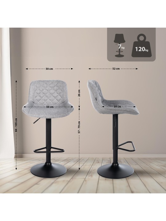 Bárszék Kasson szövet, szürke