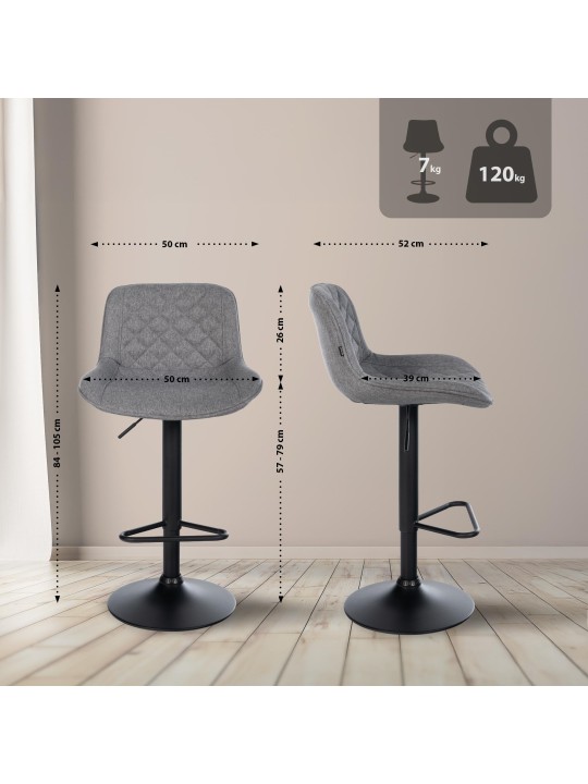 Bárszék Kasson szövet, sötétszürke