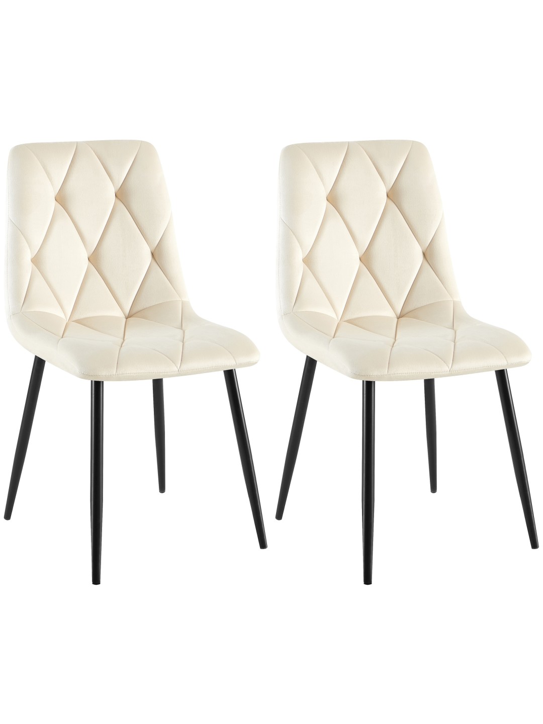 2 db Clairton bársony étkezőszékből álló készlet, krém