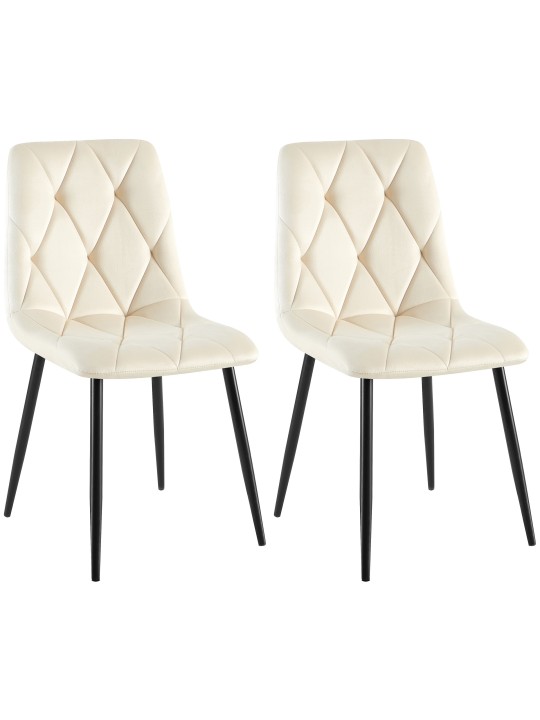 2 db Clairton bársony étkezőszékből álló készlet, krém