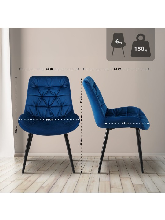 2 db Rossford étkezőszék készlet, sötétkék