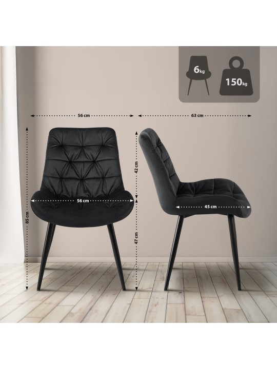 2 db Rossford étkezőszék készlet, fekete