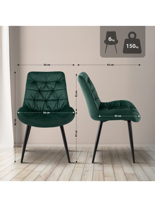 2 db Rossford étkezőszék készlet, zöld