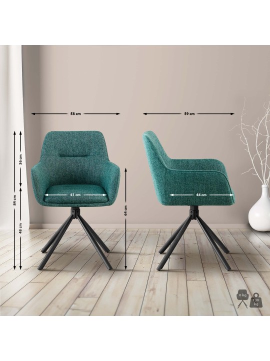 2 székből álló szett Tipton anyagból, sötétzöld