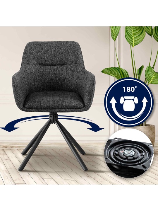 2 székből álló szett Tipton anyagból, sötétszürke