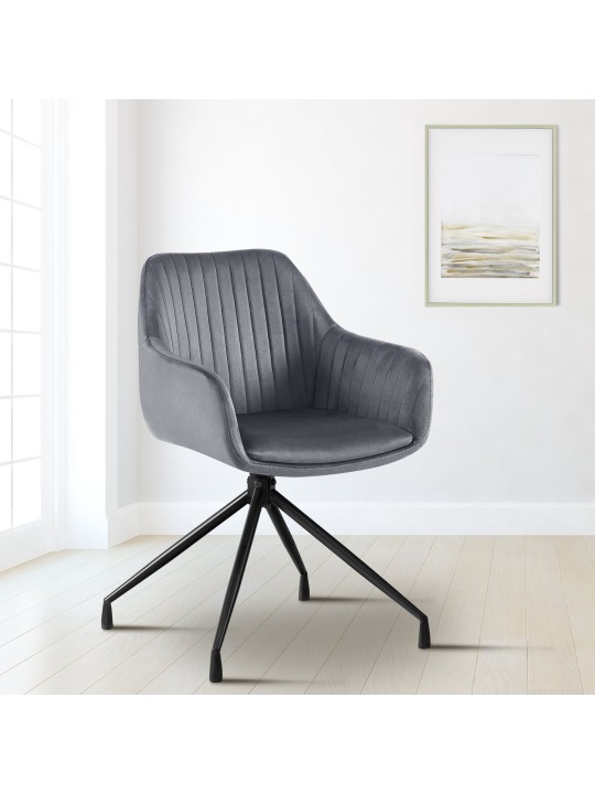 2 db Welby bársony étkezőszékből álló készlet, sötétszürke