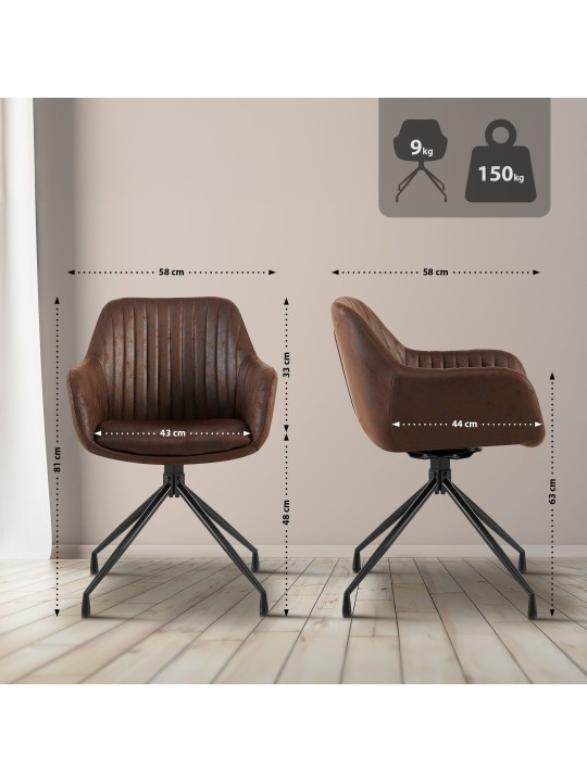 2 db Welby Vintage étkezőszék készlet, sötétbarna