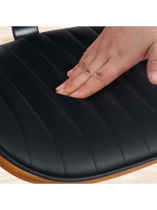 2 db bárszék szett Clawson műbőrből, dió/fekete