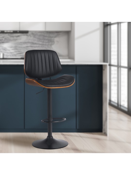 2 db bárszék szett Clawson műbőrből, dió/fekete