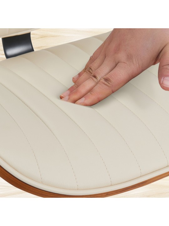 2 db bárszék szett Clawson műbőr króm, dió/krém