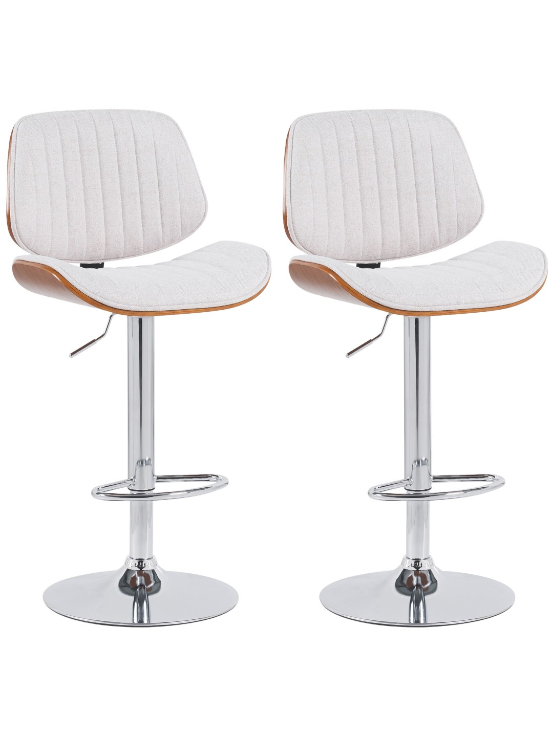 2 db bárszék szett Clawson szövet króm, dió/krém