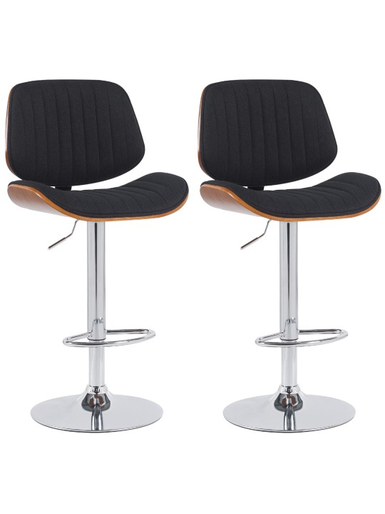 2 db bárszék szett Clawson szövet króm, dió/fekete