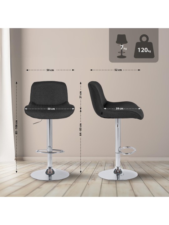 2 db bárszék szett Solon króm szövet, fekete