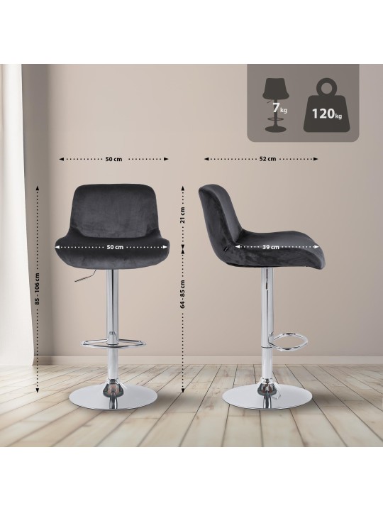 2 db bárszék szett Solon krómbársony, fekete 2 db bárszék szett Solon krómbársony, fekete