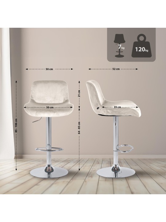 2 db bárszék szett Solon krómbársony, krém 2 db bárszék szett Solon krómbársony, krém