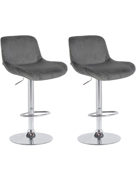 2 db bárszék szett Solon krómbársony, sötétszürke