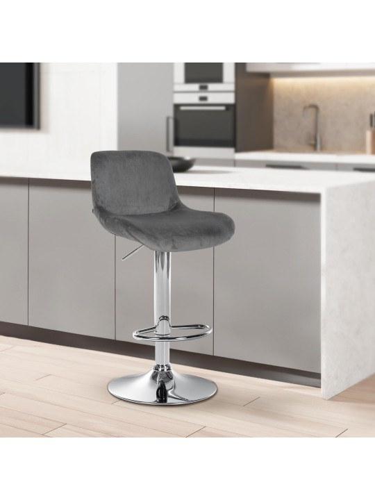 2 db bárszék szett Solon krómbársony, sötétszürke