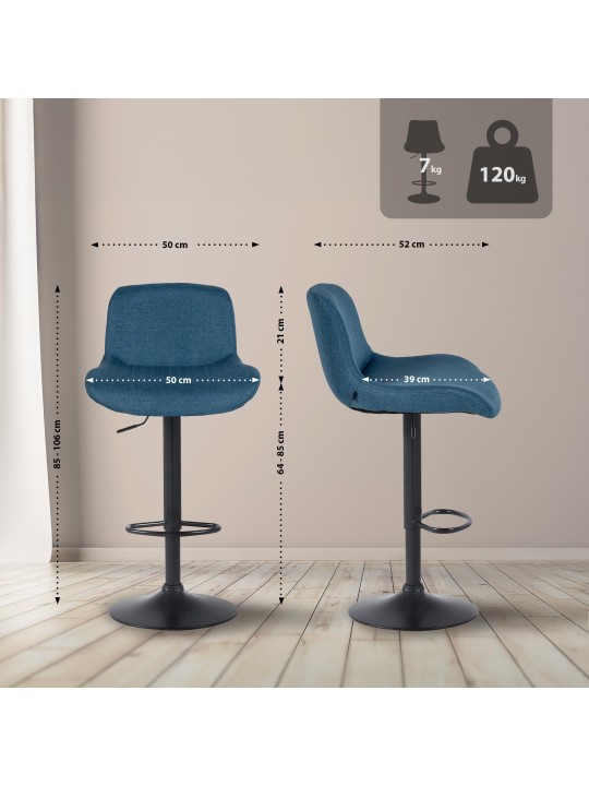 2 db bárszék készlet Solon szövet, kék 2 db bárszék készlet Solon szövet, kék