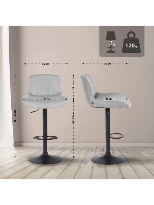 2 db bárszék készlet Solon szövet, világosszürke