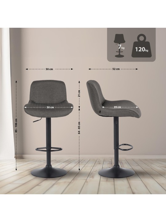 2 db bárszék készlet Solon szövet, sötétszürke