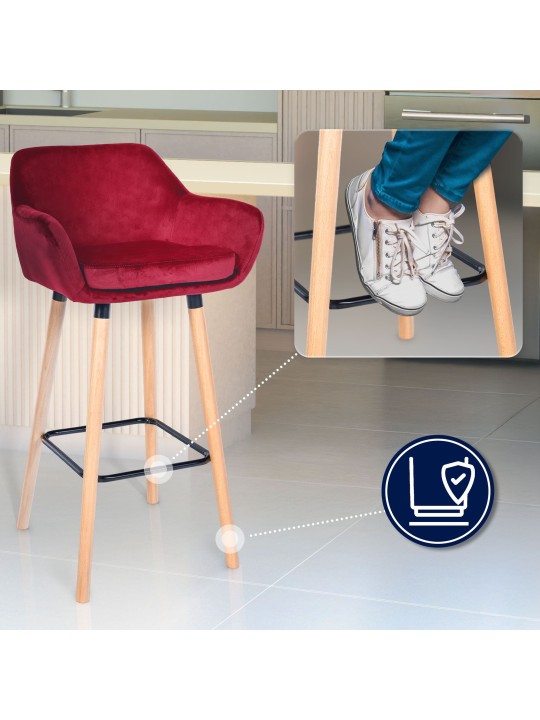 Bárszék Grant bársony, piros