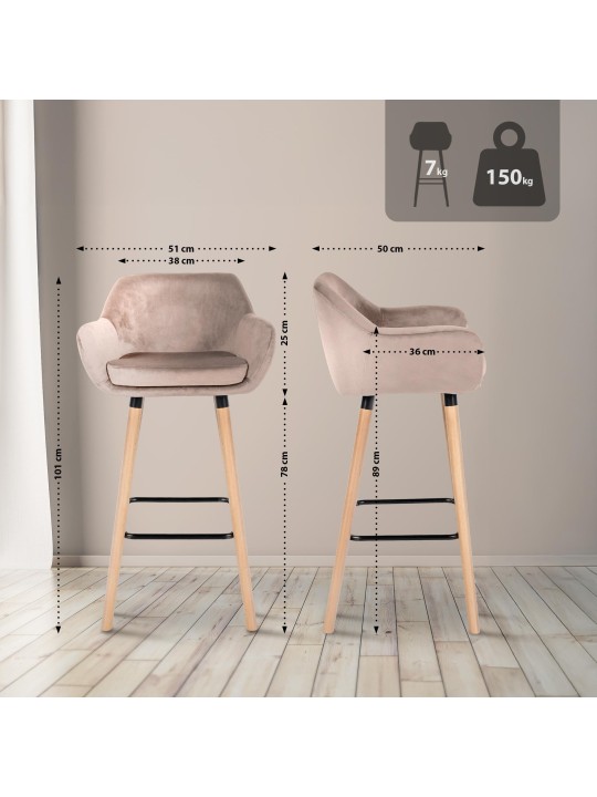 Bárszék Grant bársony, világosszürke