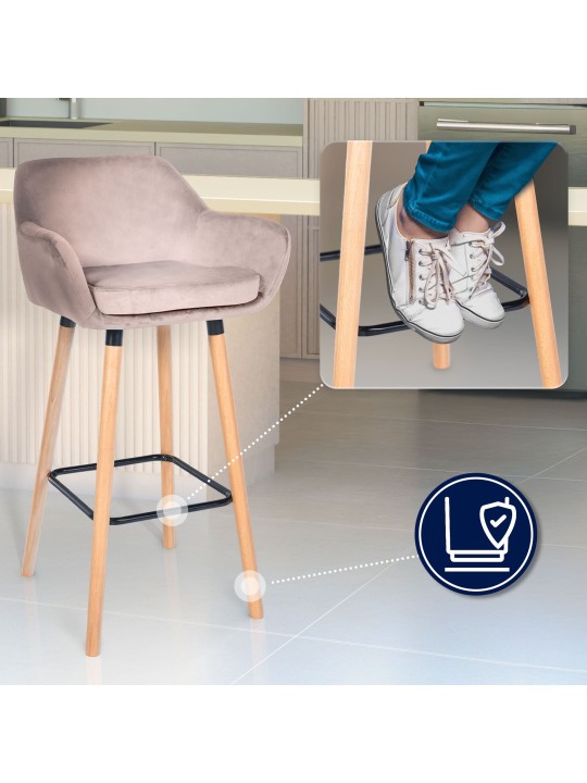 Bárszék Grant bársony, világosszürke