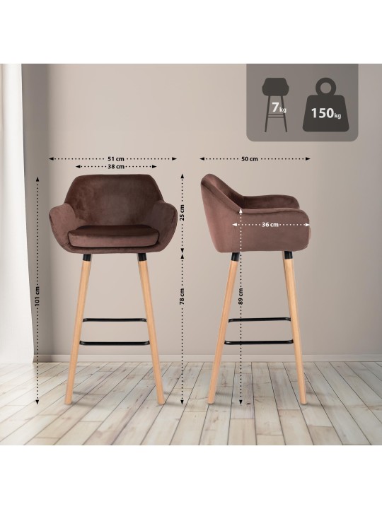 Bárszék Grant bársony, kávé