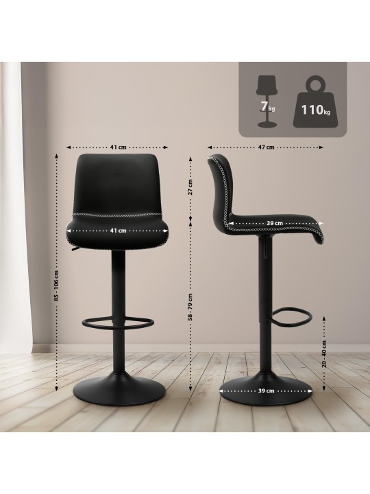 Bárszék Henchy műbőr, fekete