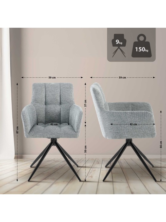 Étkezőszék Jonah szövet, világosszürke