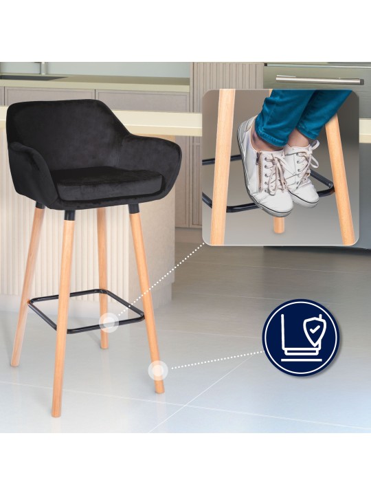 2 db bárszék készlet Grant velvet, fekete