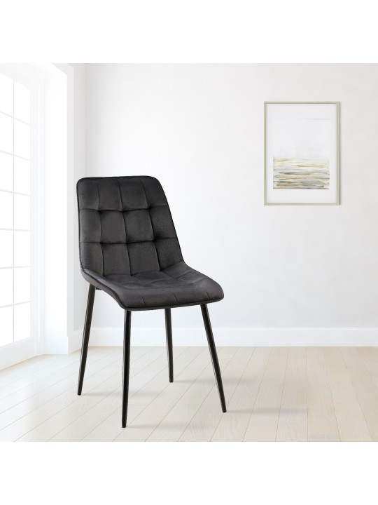 2 db Gifford bársony étkezőszékből álló készlet, fekete