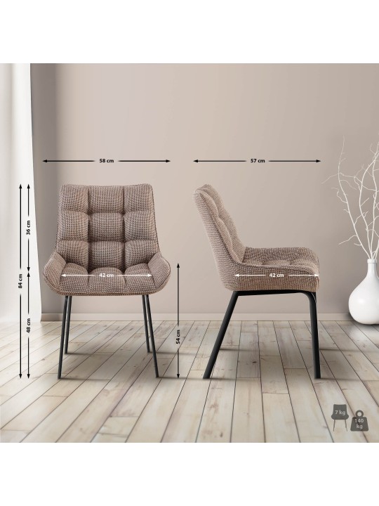 2 székből álló készlet Saranda anyagból, terrakotta barna