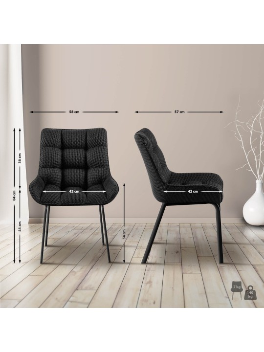 2 székből álló készlet Saranda anyagból, titánszürke