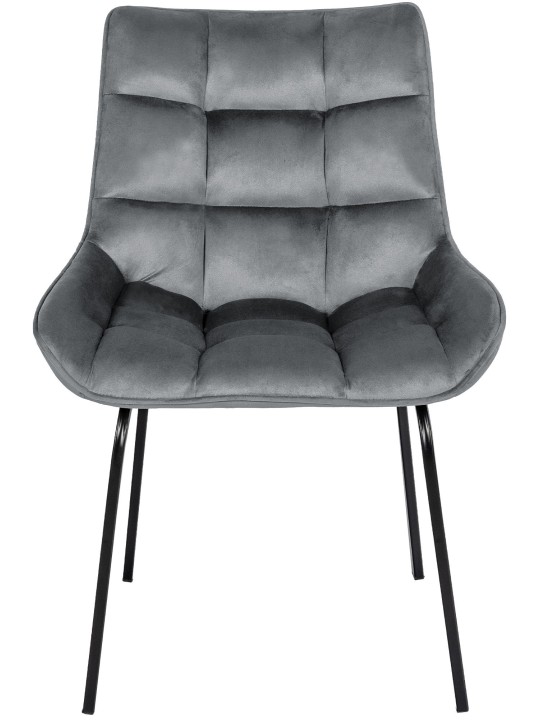 2 db Saranda bársony szék készlet, sötétszürke