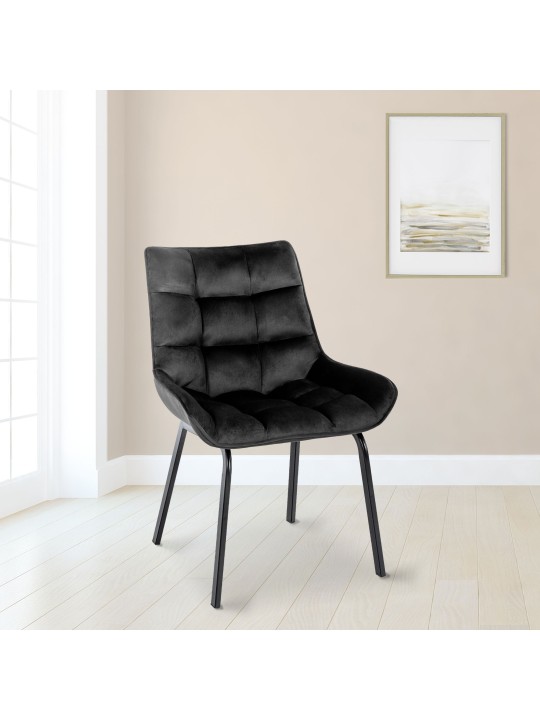 2 db Saranda bársony szék készlet, fekete