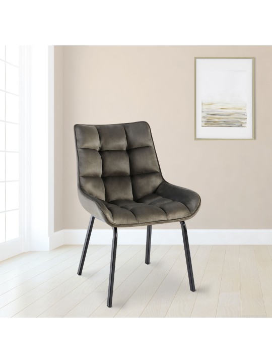 2 db Saranda bársony szék készlet, antracit