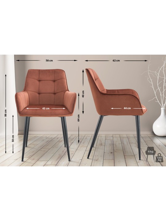 2 db Ferndale bársony étkezőszékből álló készlet, barna 2 db Ferndale bársony étkezőszékből álló készlet, barna