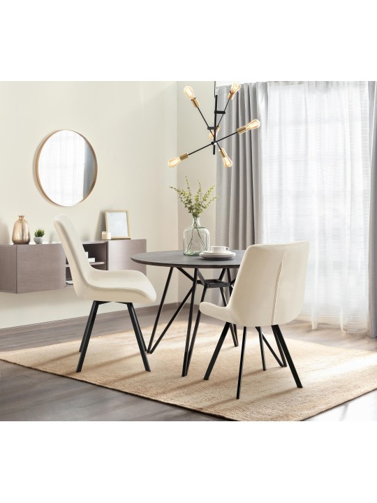 2 db Lewes bársony étkezőszékből álló készlet, krém