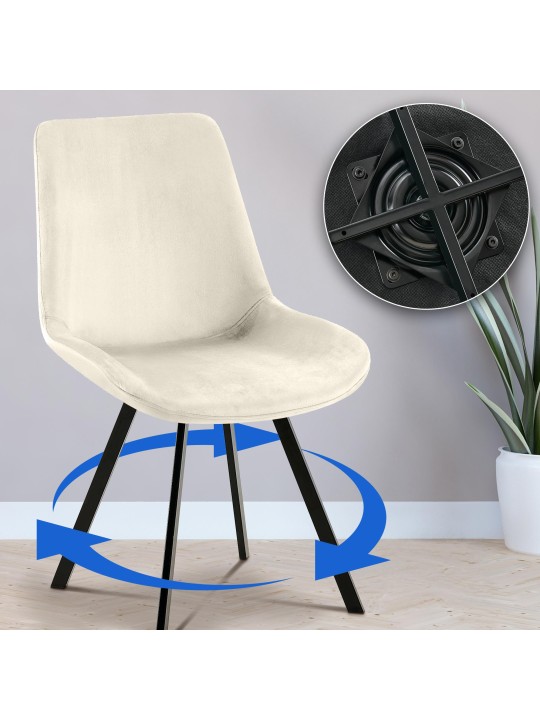 2 db Lewes bársony étkezőszékből álló készlet, krém