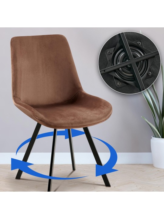 2 db Lewes bársony étkezőszékből álló készlet, barna