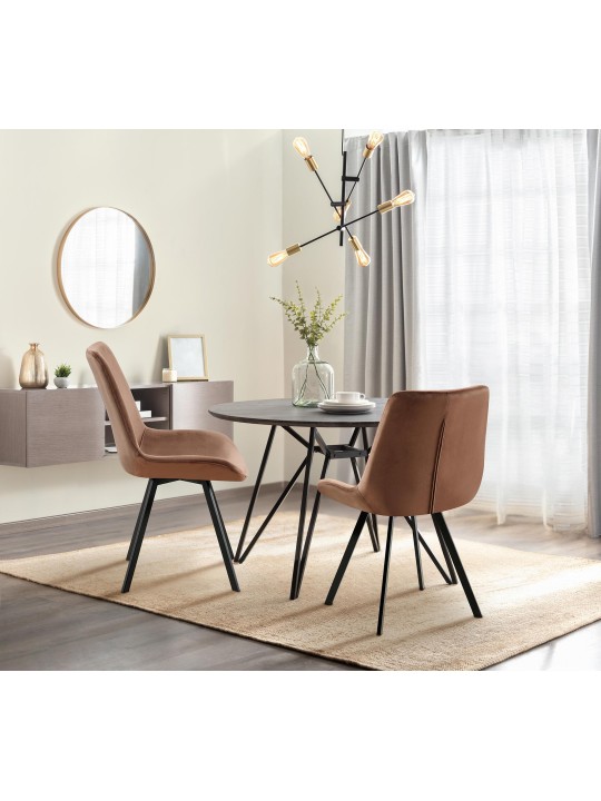 2 db Lewes bársony étkezőszékből álló készlet, barna