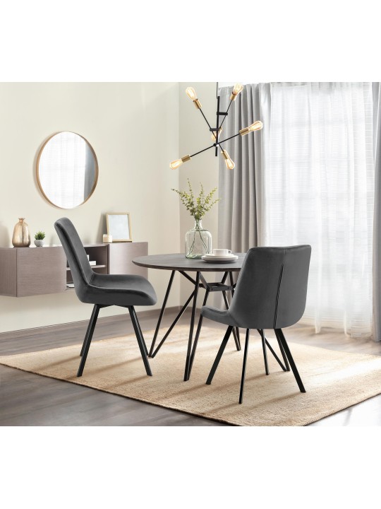 2 db Lewes bársony étkezőszékből álló készlet, sötétszürke