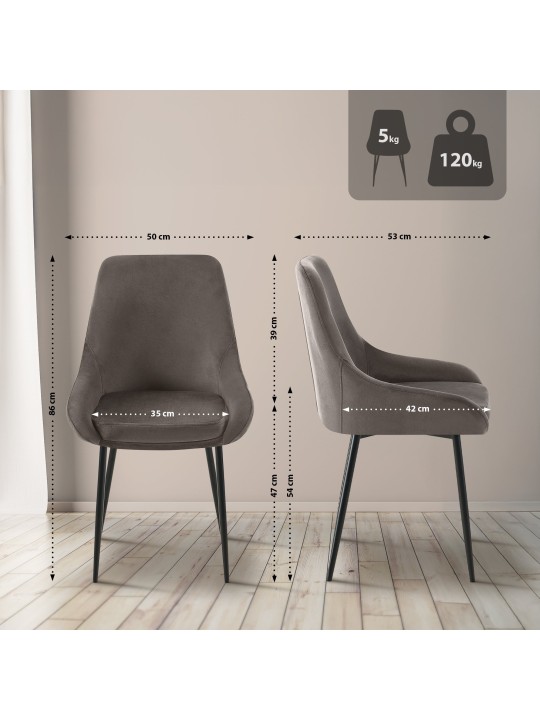 Elmira bársony étkezőszék, antracit